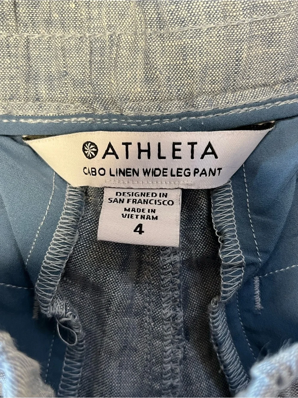 Athleta | Cabo Linen Wide Leg Pants Chambray Blue 4 - Picture 7 of 8